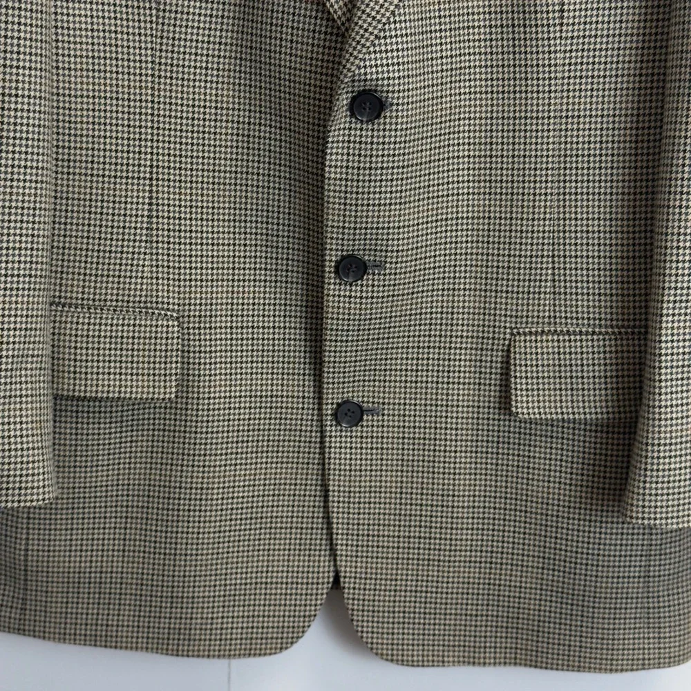 Jos. A. Bank Mens 42R Houndstooth Sport Coat Blazer Tan‎ Black Wool Blend Jacket